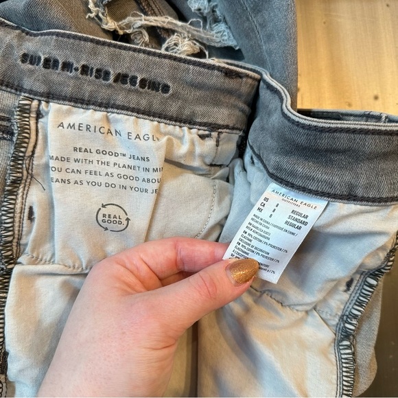 American Eagle Super Hi Rise Jegging Distressed Grey Pants size 8 regular - Picture 5 of 5